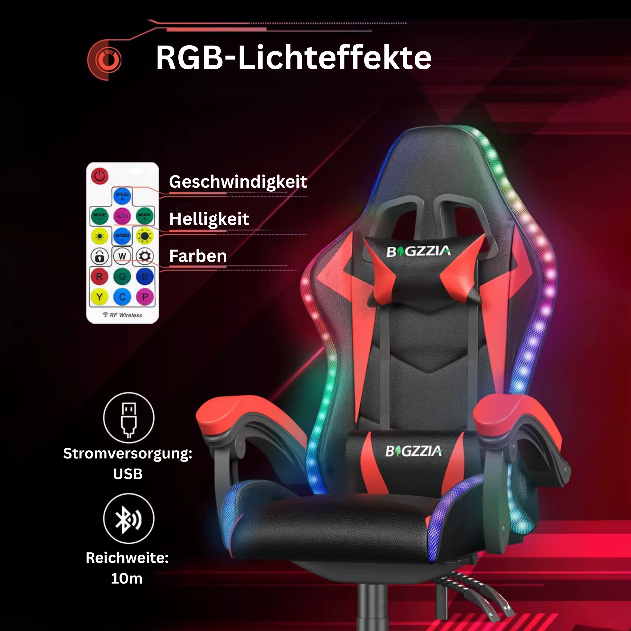 Bigzzia RGB Gamingstuhl – Komfort, Stil & LED-Power für dein Setup